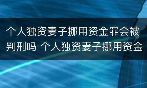 个人独资妻子挪用资金罪会被判刑吗 个人独资妻子挪用资金罪会被判刑吗知乎