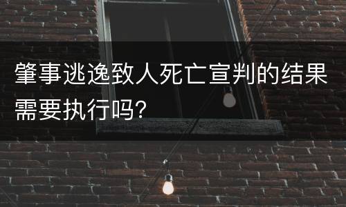 肇事逃逸致人死亡宣判的结果需要执行吗？