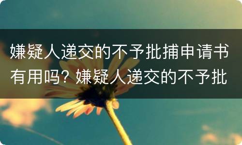 嫌疑人递交的不予批捕申请书有用吗? 嫌疑人递交的不予批捕申请书有用吗怎么写