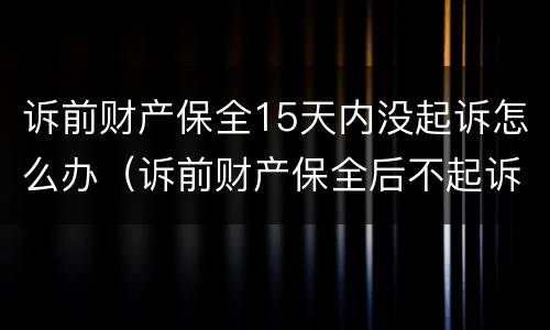 诉前财产保全15天内没起诉怎么办（诉前财产保全后不起诉）