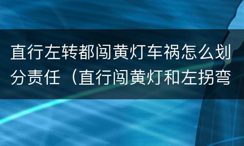 直行左转都闯黄灯车祸怎么划分责任（直行闯黄灯和左拐弯造成事故）