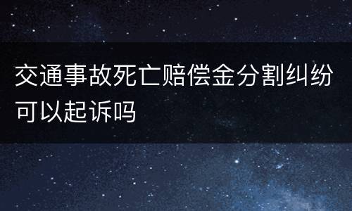 交通事故死亡赔偿金分割纠纷可以起诉吗