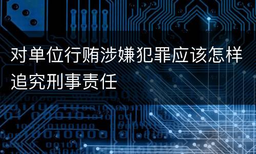 对单位行贿涉嫌犯罪应该怎样追究刑事责任