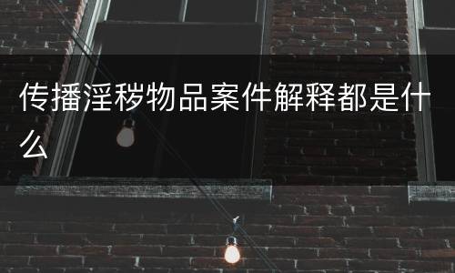 传播淫秽物品案件解释都是什么