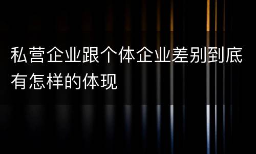 私营企业跟个体企业差别到底有怎样的体现