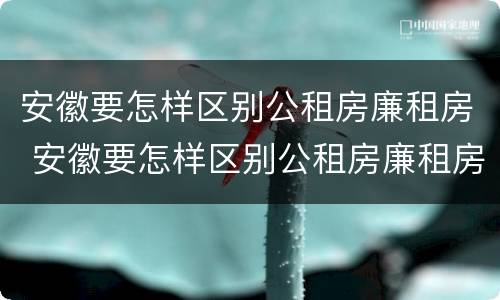 安徽要怎样区别公租房廉租房 安徽要怎样区别公租房廉租房和住宅