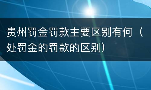 贵州罚金罚款主要区别有何（处罚金的罚款的区别）