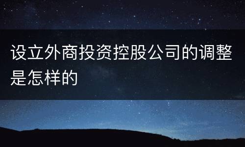 设立外商投资控股公司的调整是怎样的