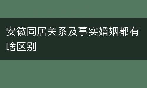 安徽同居关系及事实婚姻都有啥区别