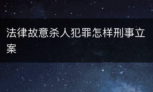 法律故意杀人犯罪怎样刑事立案