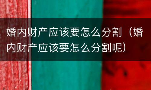 婚内财产应该要怎么分割（婚内财产应该要怎么分割呢）