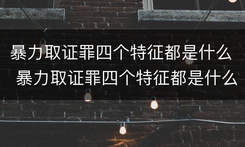 暴力取证罪四个特征都是什么 暴力取证罪四个特征都是什么