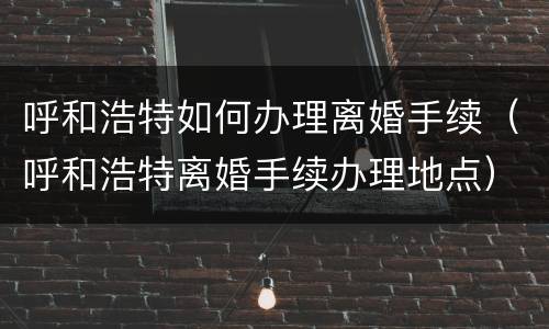 呼和浩特如何办理离婚手续（呼和浩特离婚手续办理地点）