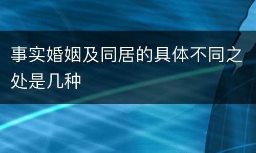 事实婚姻及同居的具体不同之处是几种