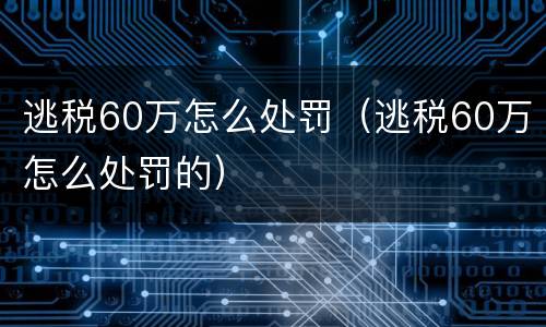 逃税60万怎么处罚（逃税60万怎么处罚的）