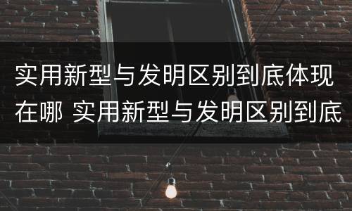 实用新型与发明区别到底体现在哪 实用新型与发明区别到底体现在哪个方面