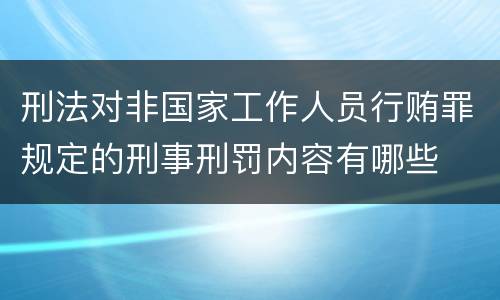 刑法对非国家工作人员行贿罪规定的刑事刑罚内容有哪些