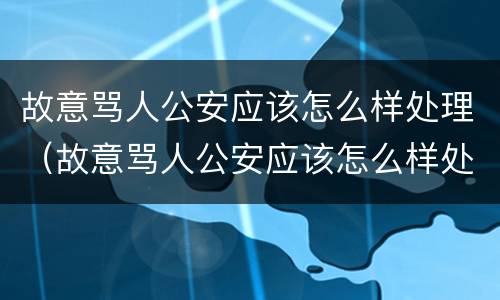 故意骂人公安应该怎么样处理（故意骂人公安应该怎么样处理他）