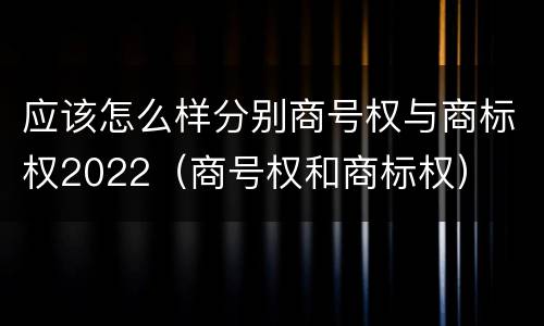 应该怎么样分别商号权与商标权2022（商号权和商标权）