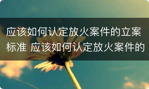 应该如何认定放火案件的立案标准 应该如何认定放火案件的立案标准是