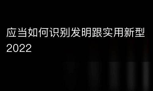 应当如何识别发明跟实用新型2022