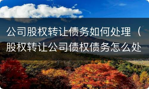 公司股权转让债务如何处理（股权转让公司债权债务怎么处理）