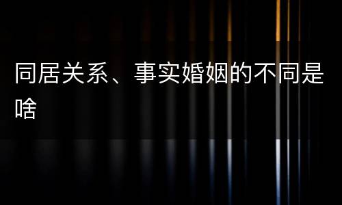 同居关系、事实婚姻的不同是啥