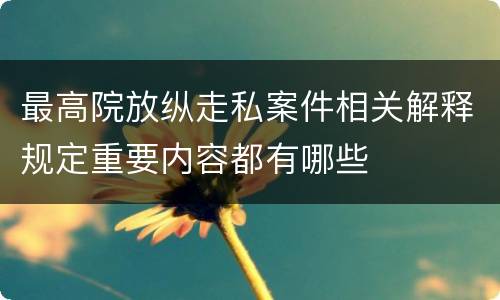 最高院放纵走私案件相关解释规定重要内容都有哪些