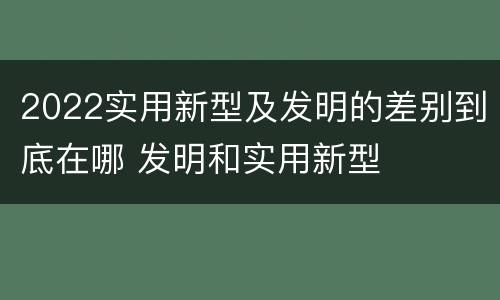 2022实用新型及发明的差别到底在哪 发明和实用新型