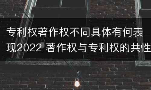 专利权著作权不同具体有何表现2022 著作权与专利权的共性有