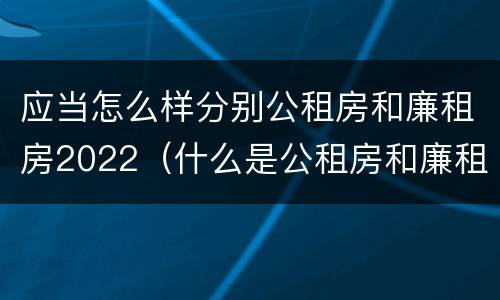 应当怎么样分别公租房和廉租房2022（什么是公租房和廉租房）