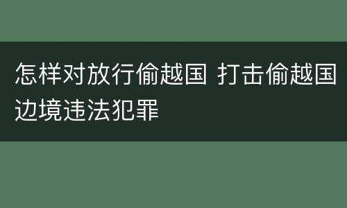 怎样对放行偷越国 打击偷越国边境违法犯罪