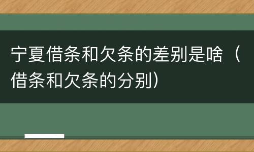 宁夏借条和欠条的差别是啥（借条和欠条的分别）