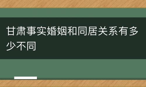 甘肃事实婚姻和同居关系有多少不同