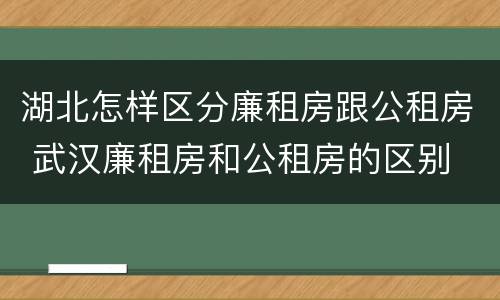 湖北怎样区分廉租房跟公租房 武汉廉租房和公租房的区别