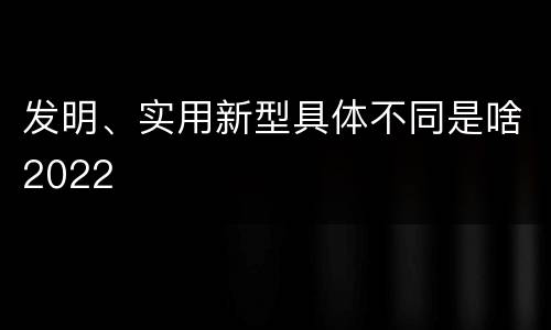 发明、实用新型具体不同是啥2022