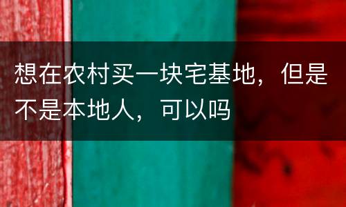 想在农村买一块宅基地，但是不是本地人，可以吗