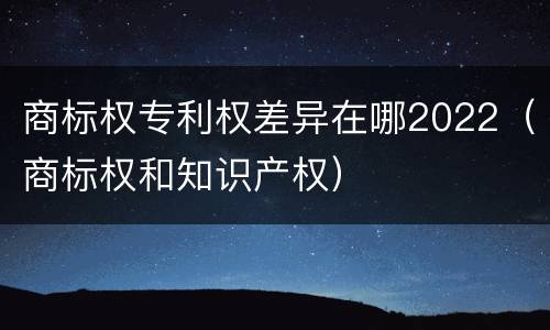 商标权专利权差异在哪2022（商标权和知识产权）