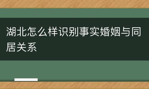 湖北怎么样识别事实婚姻与同居关系