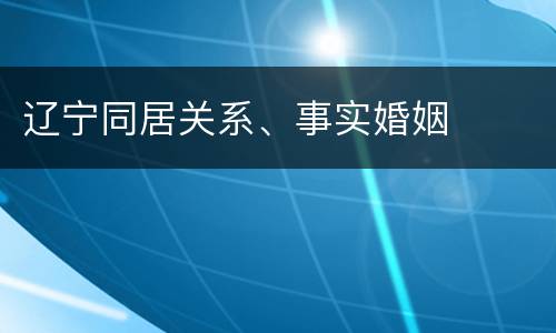 辽宁同居关系、事实婚姻