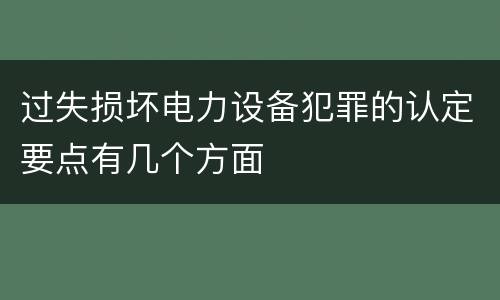 过失损坏电力设备犯罪的认定要点有几个方面