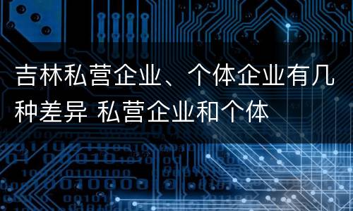 吉林私营企业、个体企业有几种差异 私营企业和个体