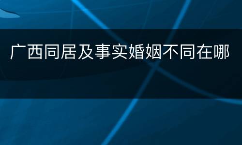 广西同居及事实婚姻不同在哪