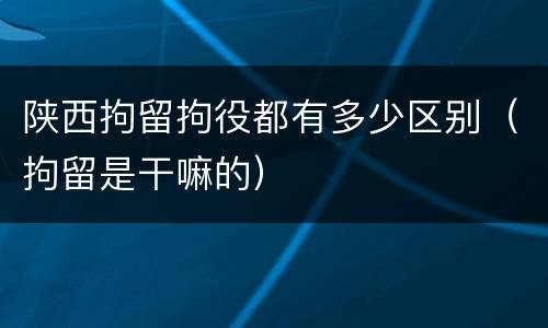 陕西拘留拘役都有多少区别（拘留是干嘛的）