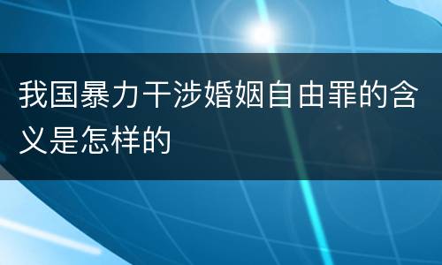 我国暴力干涉婚姻自由罪的含义是怎样的