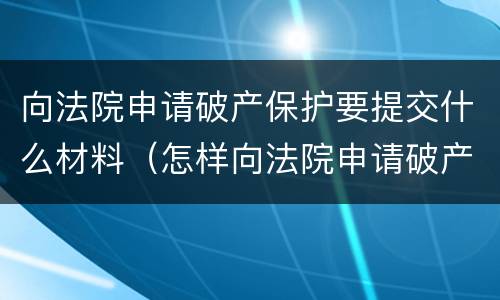 向法院申请破产保护要提交什么材料（怎样向法院申请破产保护）