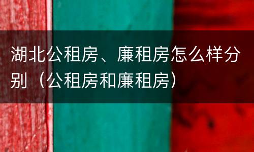 湖北公租房、廉租房怎么样分别（公租房和廉租房）