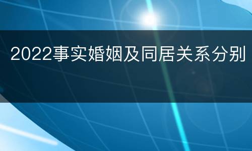 2022事实婚姻及同居关系分别