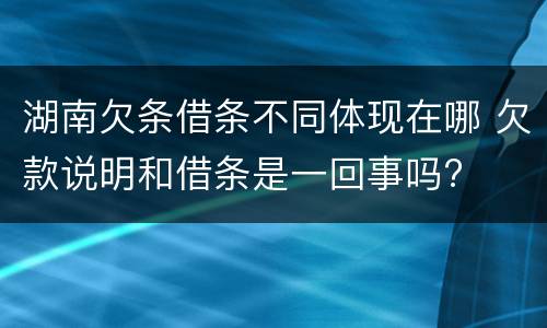 湖南欠条借条不同体现在哪 欠款说明和借条是一回事吗?