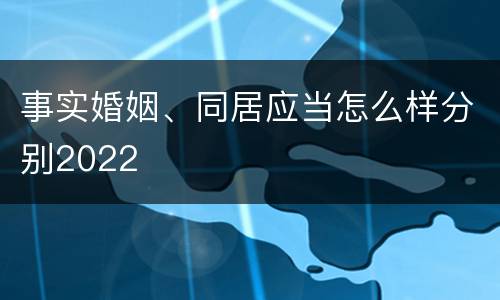 事实婚姻、同居应当怎么样分别2022